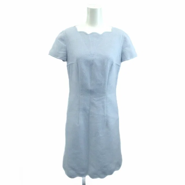Dior Dress Angora Blend 36 Blue Light Scallop Neck Short Sleeve Midi Length YU in Blue Wool from The Reluxe, photo 1 of 1