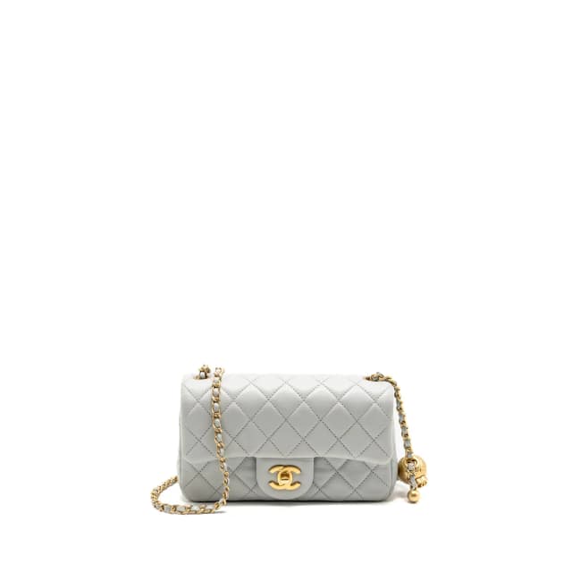 Chanel pearl crush mini rectangular flap bag lambskin grey GHW (microchip) in Grey Lambskin from EMIER, photo 1 of 1