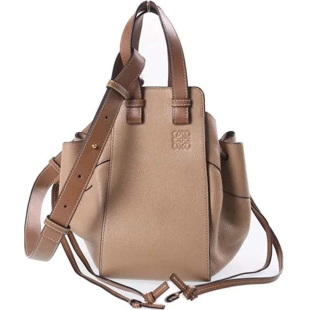 Loewe Hammock Mini 2-Way Shoulder Bag Brown Beige Leather Gold in Brown Leather from The Reluxe, photo 1 of 1