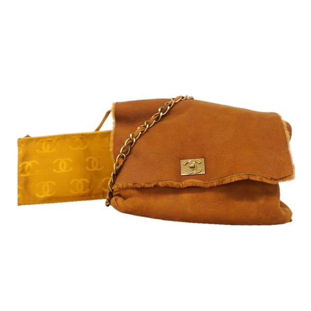 Chanel Shoulder Bag Suede Brown Gold in Brown Suede from The Reluxe, photo 1 of 1