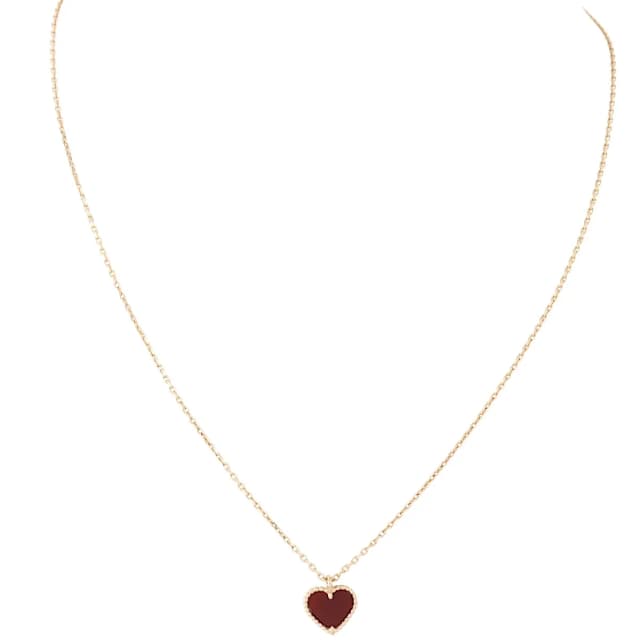 Van Cleef & Arpels Sweet Hearts Carnelian 18k Rose Gold Pendant Necklace in Pink from Luxe.It.Fwd, photo 1 of 1