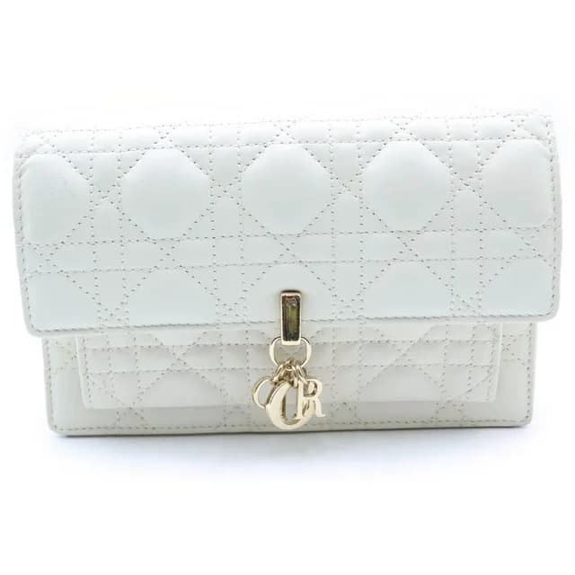 Dior My Cannage Calfskin Leather Daily Chain Shoulder Bag Pouch White Gold in White Calfskin from The Reluxe, photo 1 of 1