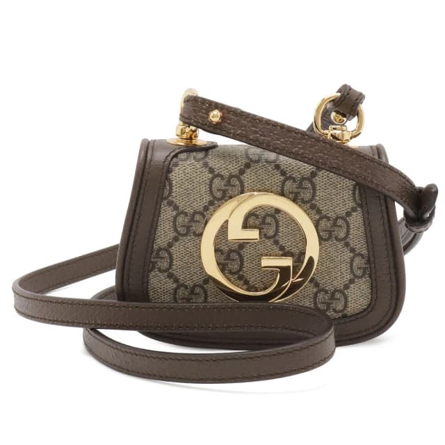 Gucci Blondie Interlocking GG Supreme Shoulder Pouch Bag Beige Brown Gold in Brown Canvas from The Reluxe, photo 1 of 1