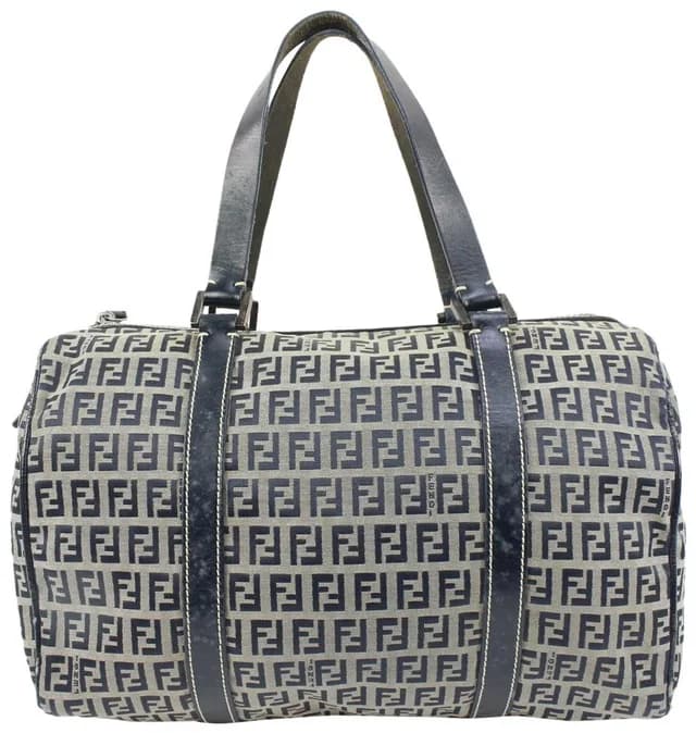 Fendi Navy x Grey Monogram FF Boston Bag in Navy Canvas from Bagriculture, photo 1 of 1