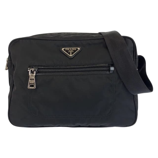 Prada Tessuto Black Silver Nylon Shoulder Bag Pochette in Black Nylon from The Reluxe, photo 1 of 1