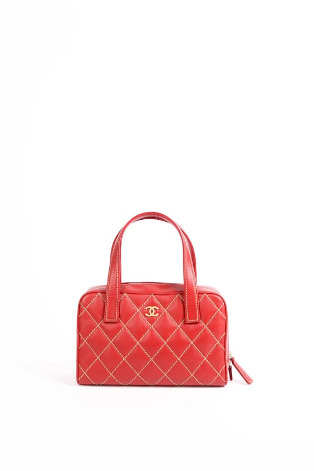 Chanel Vintage Red Leather Wild Stitch Top Handle Bag in Red Leather from Break Archive, photo 1 of 1