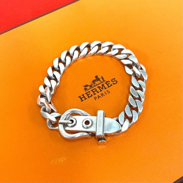 Hermès Vintage Boucles Sellier PM Bracelet 925 Sterling Silver in Silver from The Reluxe, photo 1 of 1