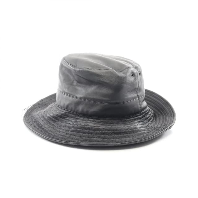 Dior Hat Teddy-D Tulle Bob Hat Bucket Black Leather Hat in Black Leather from The Reluxe, photo 1 of 1