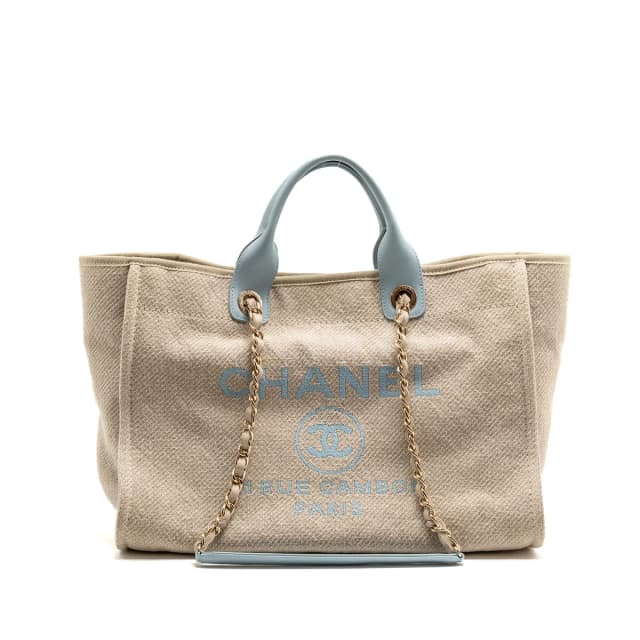 Chanel Deauville tote bag canvas / leather beige / light blue LGHW (microchip) in Beige Canvas from EMIER, photo 1 of 1