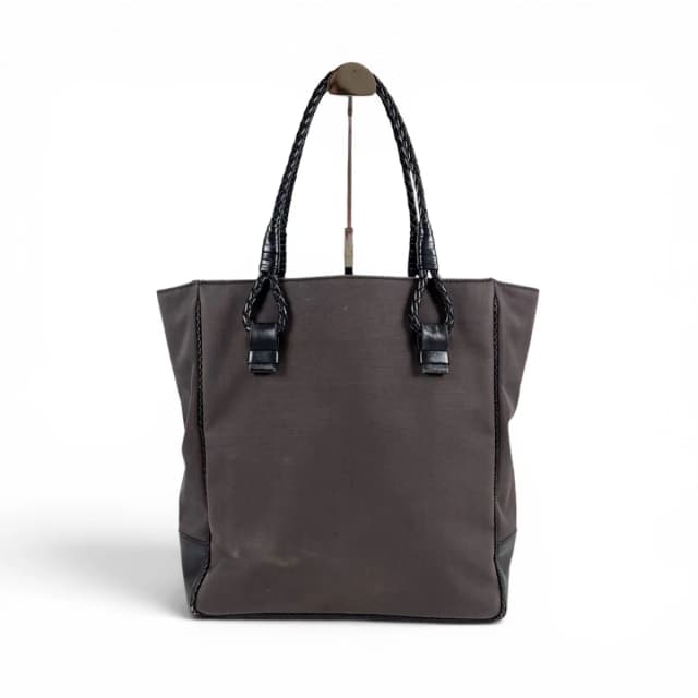 Bottega Veneta Canvas Intrecciato Leather Mini Tote Shoulder Bag Black Gray in Black Woven leather from The Reluxe, photo 1 of 1