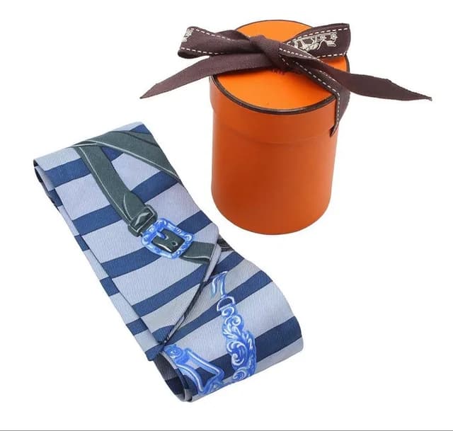 Hermès Twilly Scarf Brid Gala Ceremonial Bridle Blue in Blue Silk from The Reluxe, photo 1 of 1