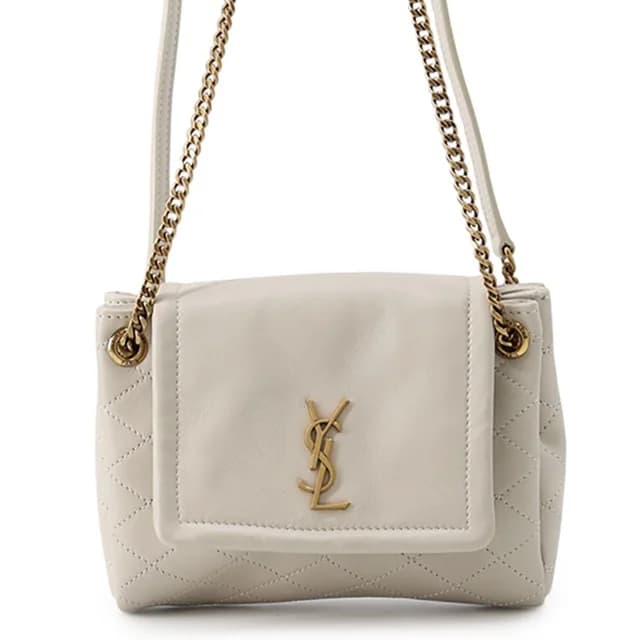Saint Laurent Chain Shoulder Bag Nolita White in White Lambskin from The Reluxe, photo 1 of 1