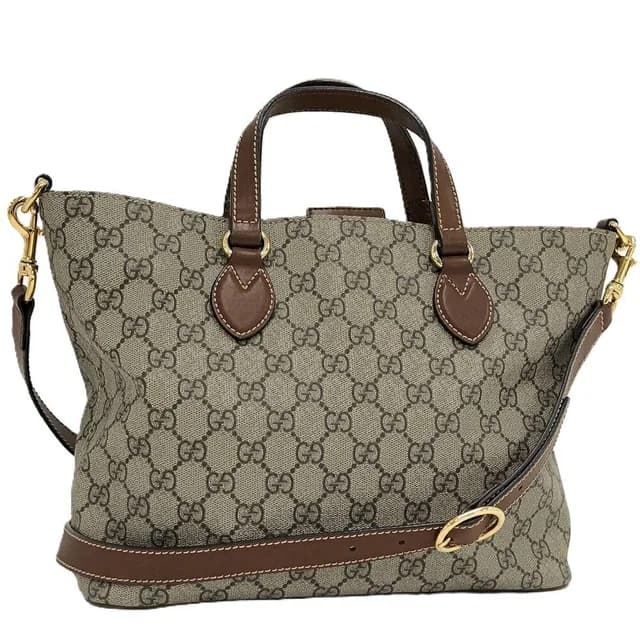 Gucci 2-Way Tote Shoulder Bag GG Supreme Leather Beige in Beige Leather from The Reluxe, photo 1 of 1