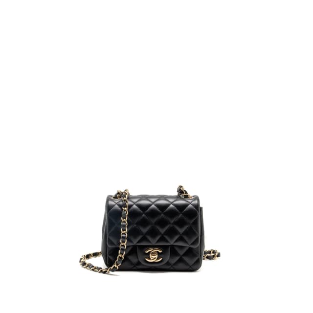 Chanel classic mini square flap bag lambskin black LGHW (microchip) in Black Lambskin from EMIER, photo 1 of 1