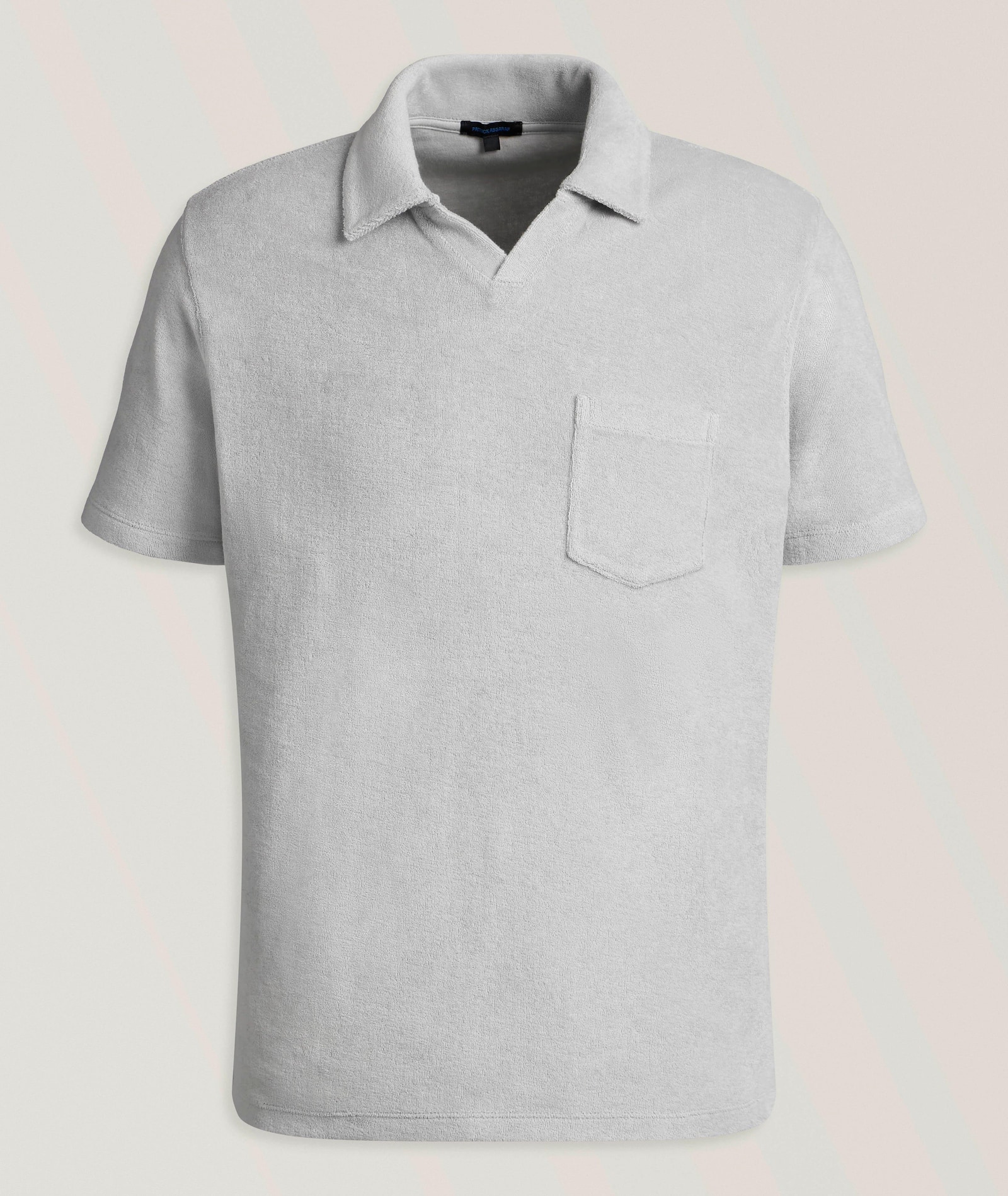 Patrick Assaraf French Terry Pima Cotton Open Polo in Grey Cotton & Cotton Blends, image 1 of 1 from Harry Rosen