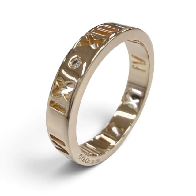 Tiffany & Co. Pierced Atlas Diamond Ring Pink Gold JP in Pink from The Reluxe, photo 1 of 1