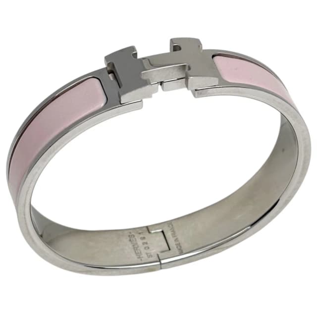 Hermès Clic Clac PM Bangle H Logo Metal Silver Pink Bracelet in Pink from The Reluxe, photo 1 of 1