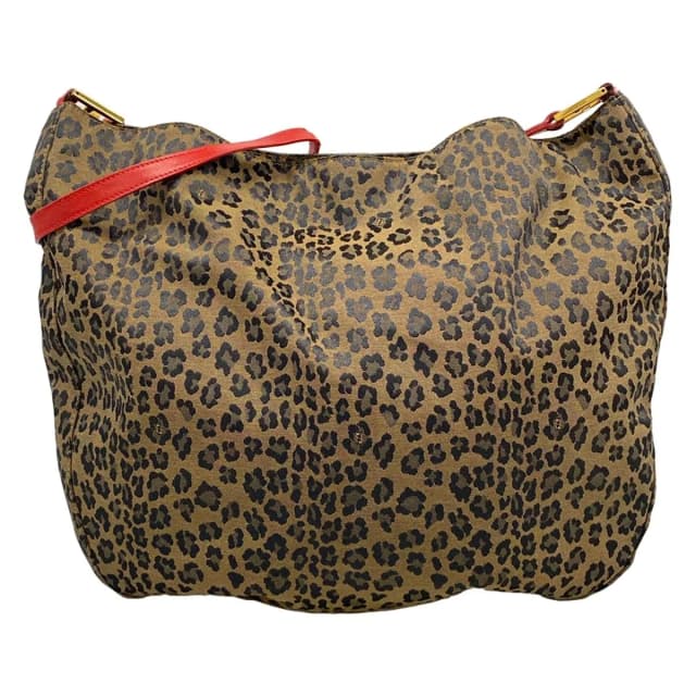 Fendi Shoulder Bag Khaki Black Red Leopard Print Leather in Black Leather from The Reluxe, photo 1 of 1