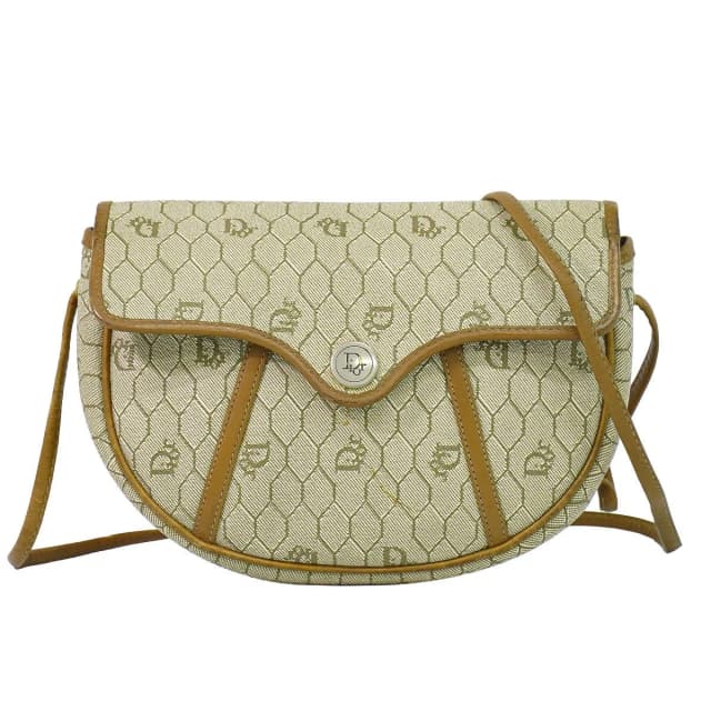Dior Honeycomb Pattern Shoulder Bag Pochette Beige in Beige Leather from The Reluxe, photo 1 of 1