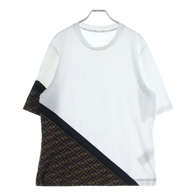 Fendi Zucca Logo All Over Pattern Kuru Neckshort Sleeve T-Shirt White Brown in Brown from The Reluxe, photo 1 of 1