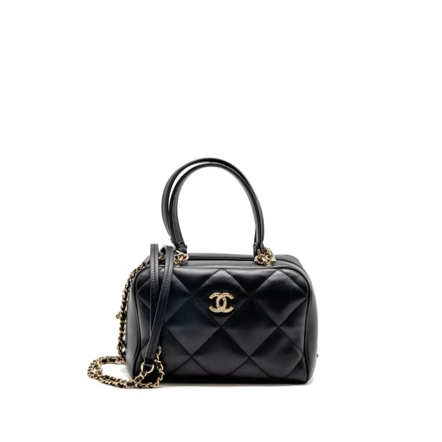 Chanel CC Quilted Bowling Bag Lambskin Black LGHW in Black Lambskin from EMIER, photo 1 of 1