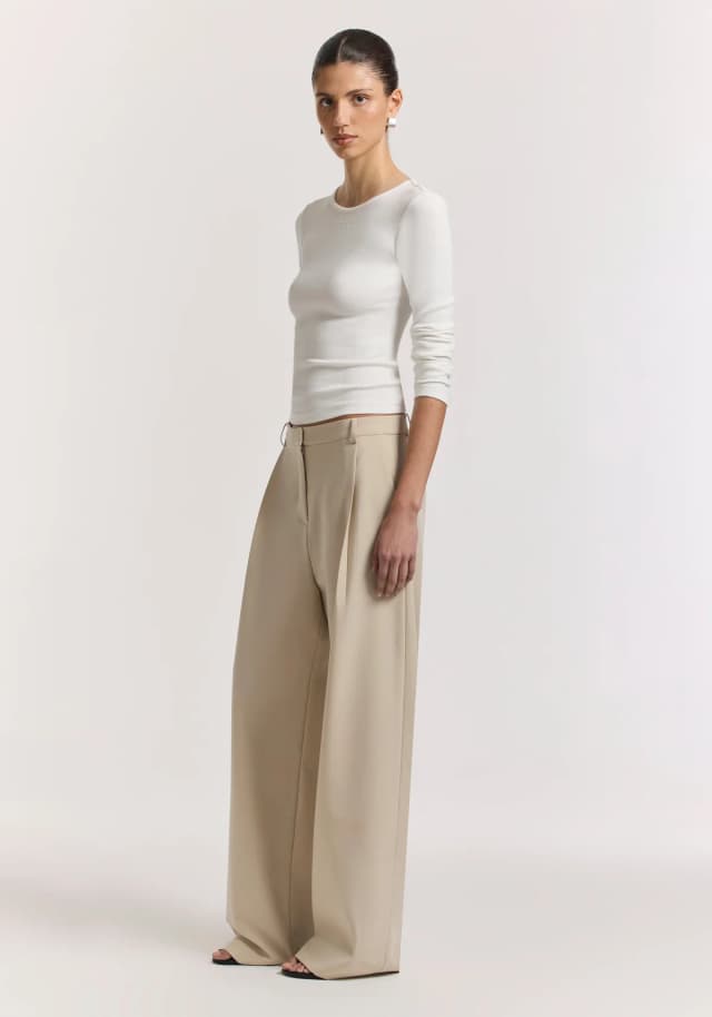 VIKTORIA & WOODS Woods Rib Longsleeve Tee in IVORY, image 1 of 1 from Viktoria & Woods
