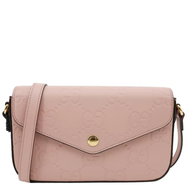 Gucci Super Mini GG Embossed Leather Shoulder Bag Pink 772794 in Pink Leather from Dallas Designer Handbags, photo 1 of 1