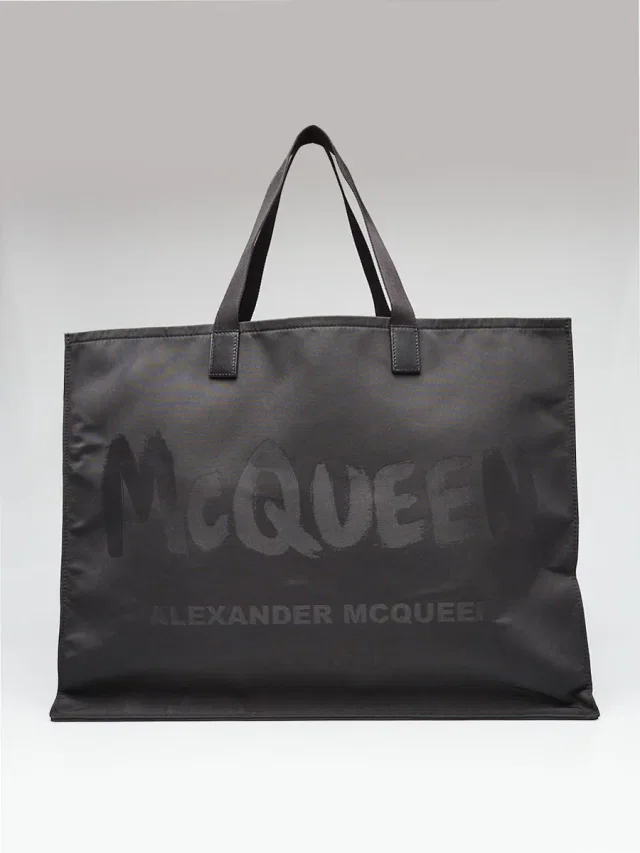Alexander McQueen Graffiti Logo Large Tote Bag in Black Nylon from Yoogis, photo 1 of 1