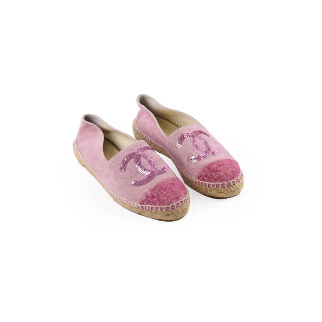 Chanel CC Espadrilles Pink - Size 37 in Pink Tweed from The Purse Affair, photo 1 of 1