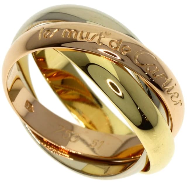 Cartier Trinity 51 Ring 18K Yellow Gold White Pink in White from The Reluxe, photo 1 of 1
