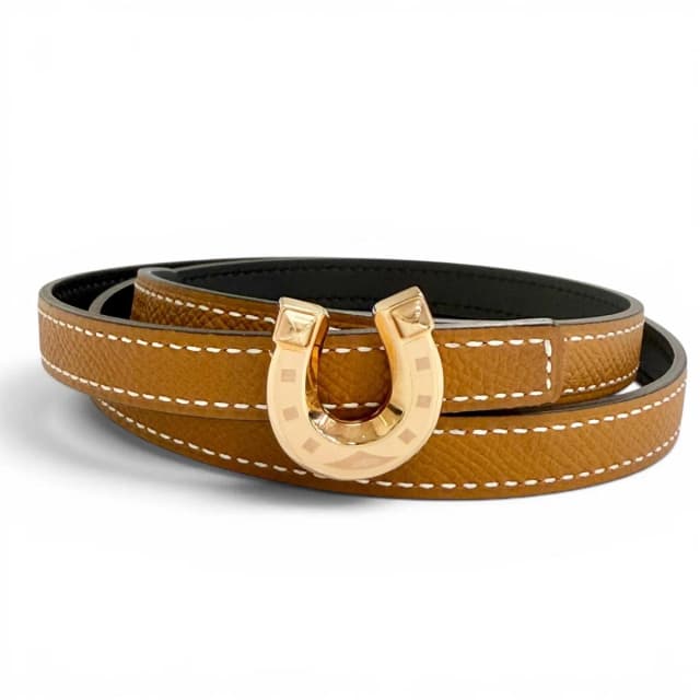 Hermès Kit Joquette Veau Swift Golden Yellow Reversible Belt Brown Black 70 in Black Swift leather from The Reluxe, photo 1 of 1