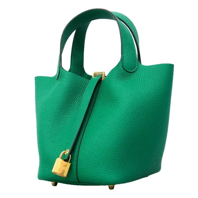 Hermès Handbag Picotin Lock PM Taurillon Clemence Vert Jade Gold in Green Clemence leather from The Reluxe, photo 1 of 1