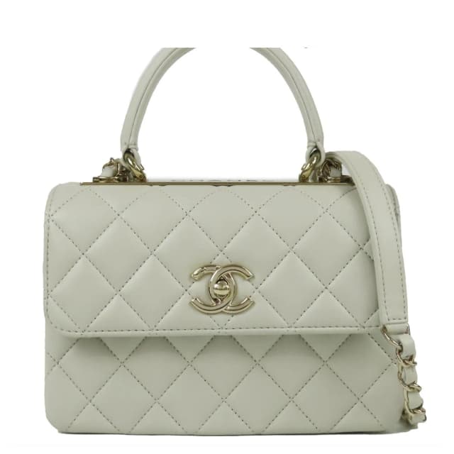 Chanel Trendy CC Top Handle Pale Ivory Gold Lambskin 2-Way in White Lambskin from The Reluxe, photo 1 of 1