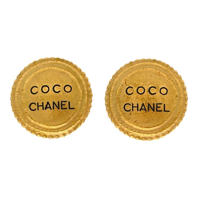 Chanel Round Coco Gold-Tone Clip-On Earrings in Gold from Clotheshorse Anonymous, photo 1 of 1
