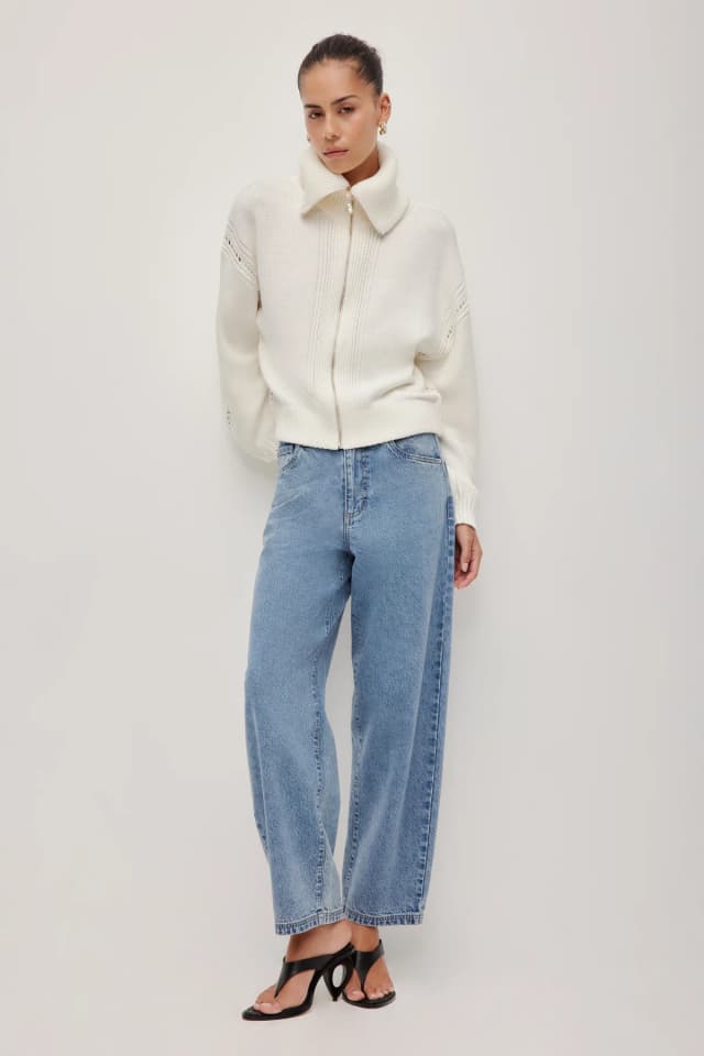 Aje Studio Kenna Knit Cardigan in IVORY, image 1 of 1 from Aje
