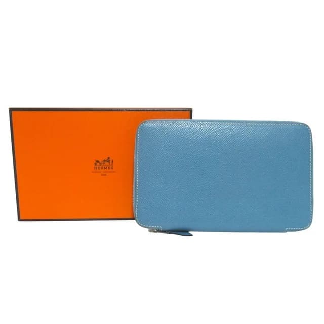Hermès Veau Epsom Agenda Zip Round Zipper Notebook Cover □L Stamp Blue Jean Men's in Blue Epsom leather from Elady, photo 1 of 1