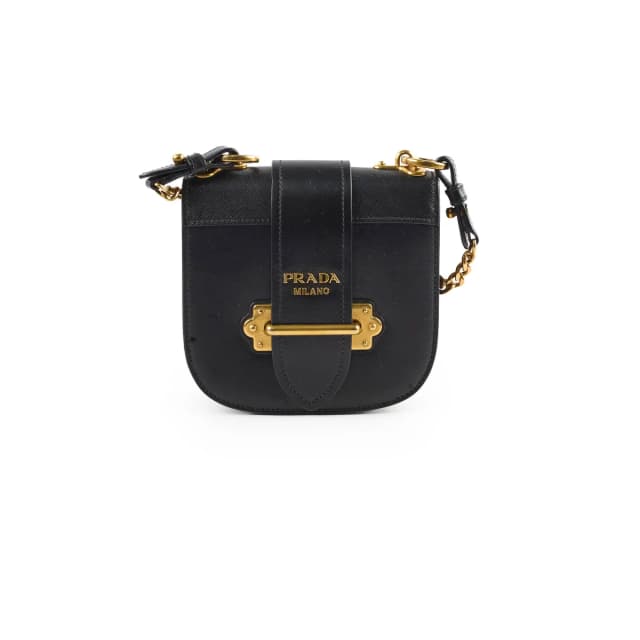 Prada Cahier Curved Crossbody Bag Black in Black Saffiano leather from The Purse Affair, photo 1 of 1
