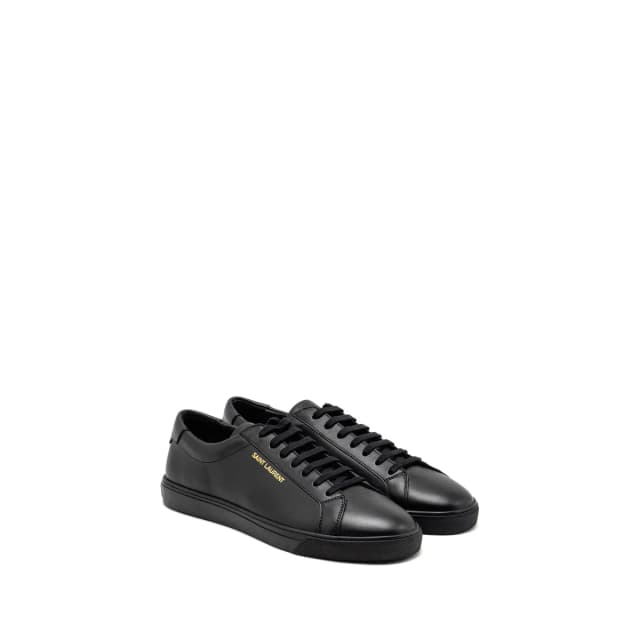 Saint Laurent Size 43 Andy Low Top Sneakers Leather Black/Gold in Black Leather from EMIER, photo 1 of 1