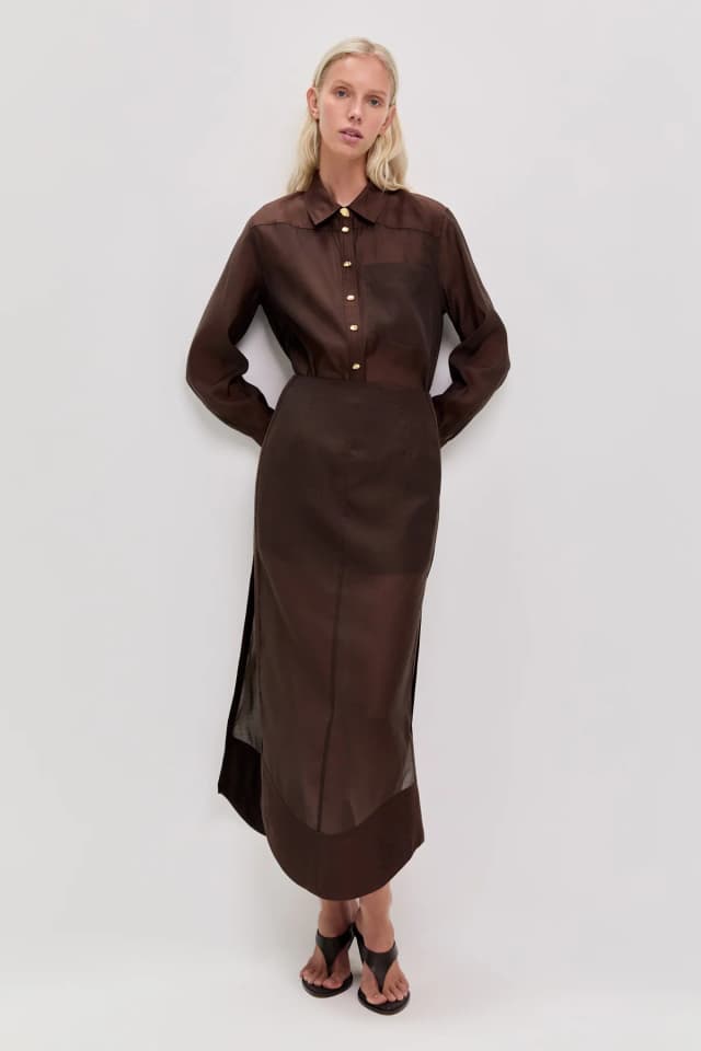 AJE Capture Skirt in CHOCOLATE, image 1 of 1 from Aje