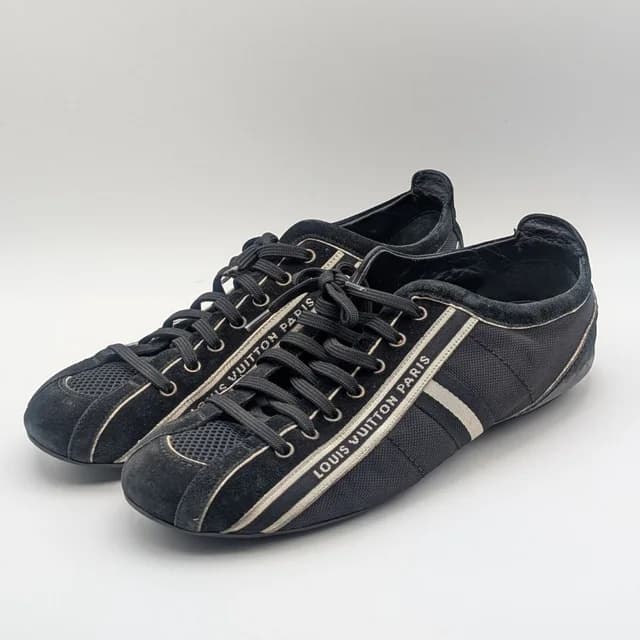 Louis Vuitton Sneakers Canvas Suede Black Logo Shoes in Black Suede from The Reluxe, photo 1 of 1