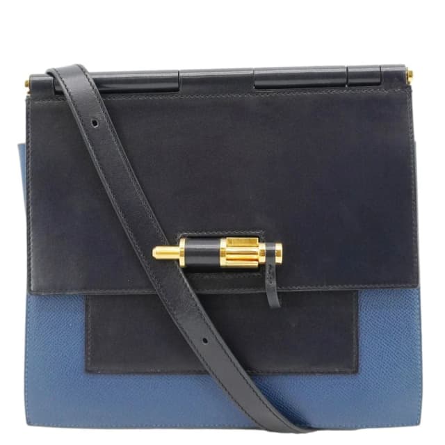 Hermès Sacabar Leather Crossbody Bag Blue in Blue Leather from Dallas Designer Handbags, photo 1 of 1