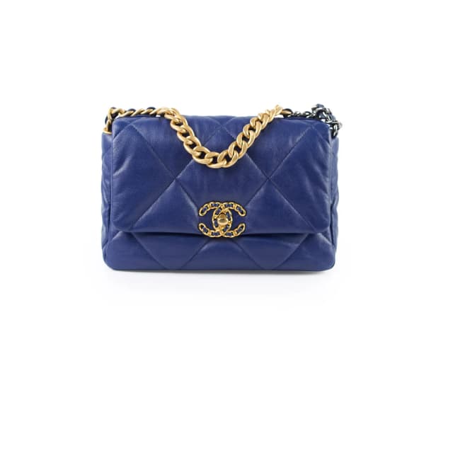 Chanel 19 Small Flap Lambskin Blue Navy in Navy Lambskin from The Purse Affair, photo 1 of 1