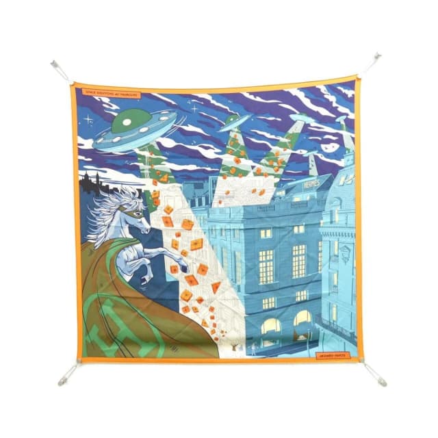 Hermès Space Shopping AU Faubourg Carre Scarf in Silk from The Reluxe, photo 1 of 1