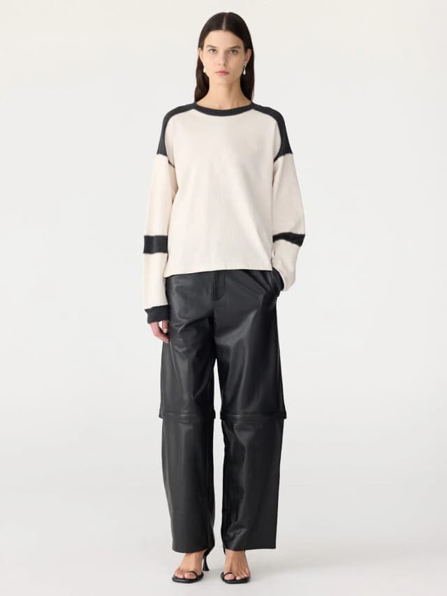 Bassike Long Sleeve Slouch Panelled T-Shirt, image 1 of 1 from bassike