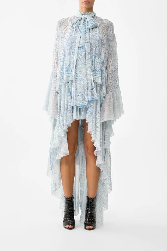 Camilla eBoutique RUFFLE HIGH LOW DRESS WITH LONG SLEEVE THE HUM OF THE ALHAMBRA, image 1 of 1 from CAMILLA