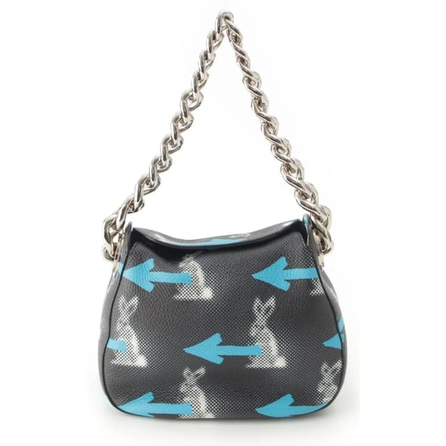 Prada Cowhide Rabbit Arrow Shoulder Bag Black Blue in Black Leather from The Reluxe, photo 1 of 1