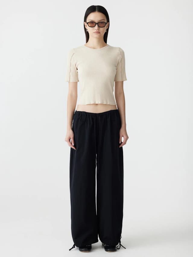 Bassike Drawstring Detail Pull On Pant, image 1 of 1 from bassike
