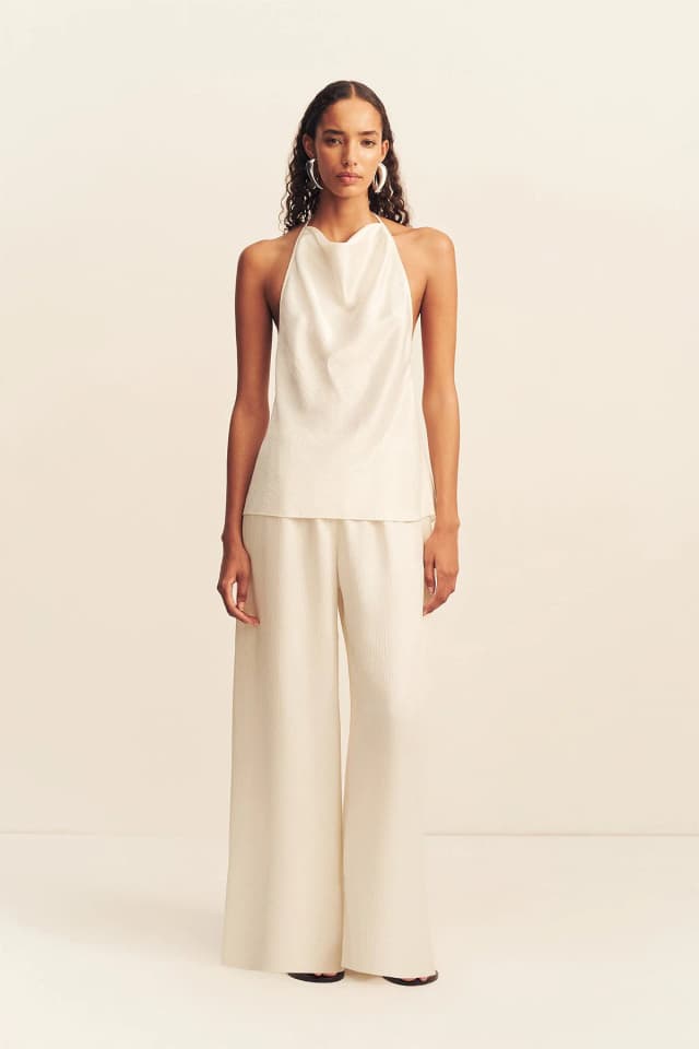 Shona Joy HUXLEY TEXTURED OPEN BACK TOP - VANILLA, image 1 of 1 from Shona Joy