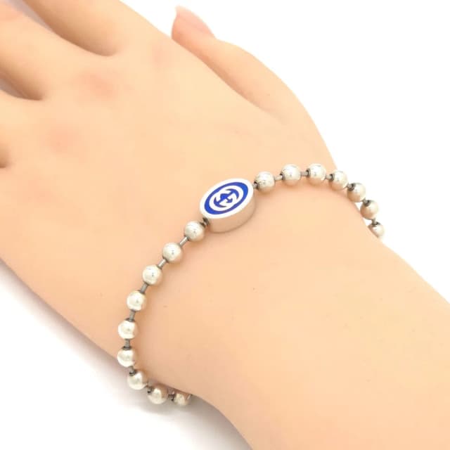 Gucci Interlocking G Ball Chain Bracelet 18 17.7 Blue Color Enamel Sterling Silver in Blue from The Reluxe, photo 1 of 1
