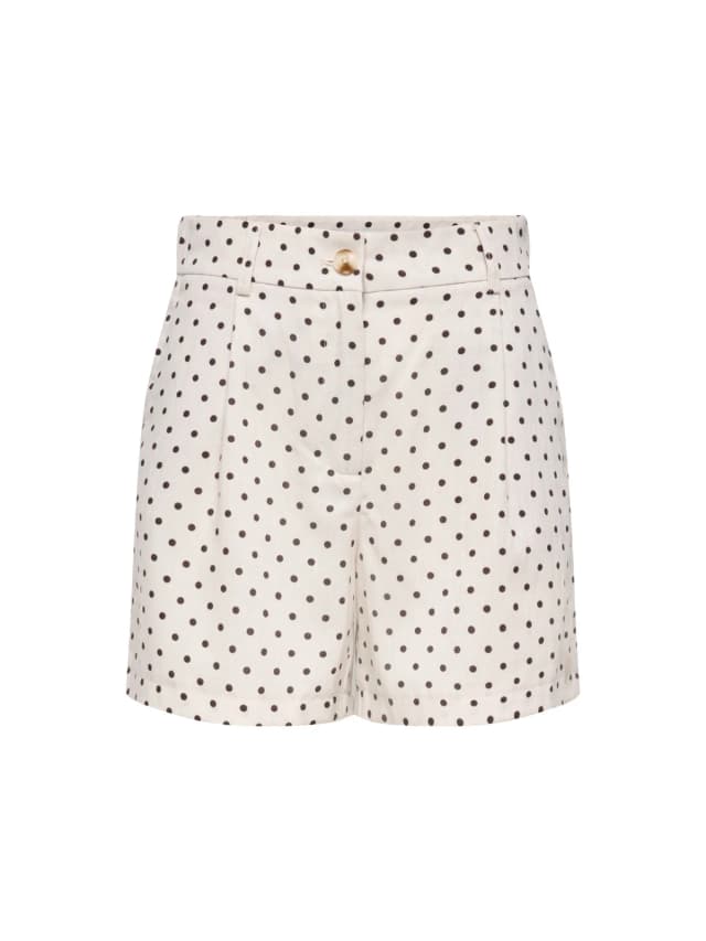ONLY Emmia High Waisted Shorts White in Pumice Stone DELICIOSO DOT, image 1 of 1 from Fenwick